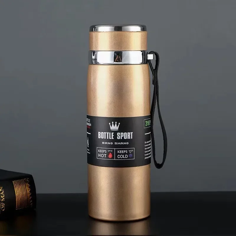 Bottiglia d\'acqua termica da 1000ml Thermos boccetta sottovuoto doppia tazza isolata per tè e caffè in acciaio inossidabile a prova di perdite per