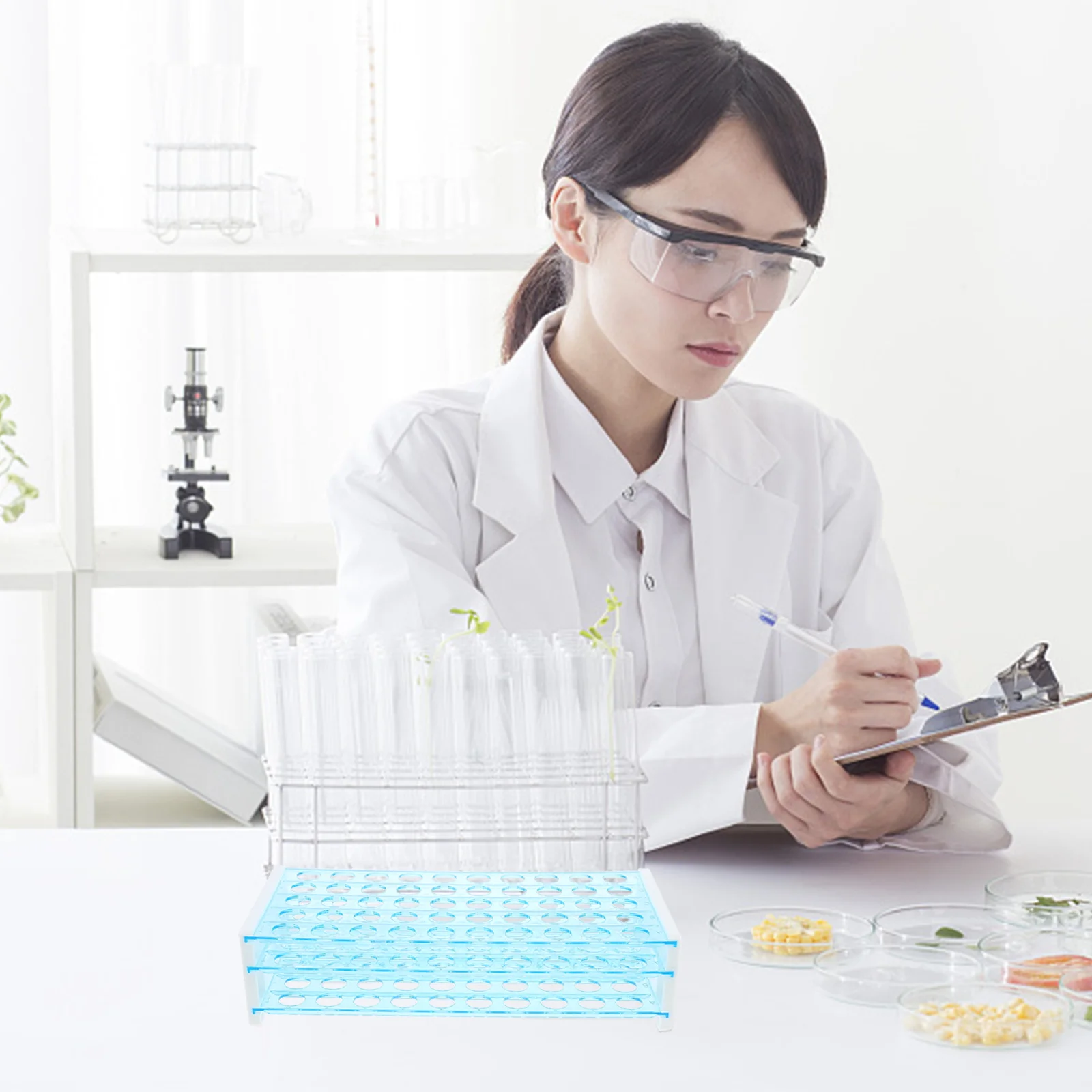 

50Hole Plastic Test Tube Rack Detachable Tube Stand Durable Lightweight Laboratory Holder For Scientific Industrial
