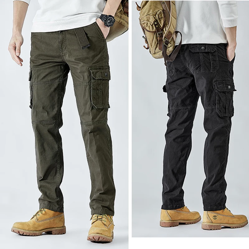 

Мужские прямые брюки для спецодежды American Sle с несколькими карманами для альпинизма и езды на велосипеде, повседневные брюки свободного покроя