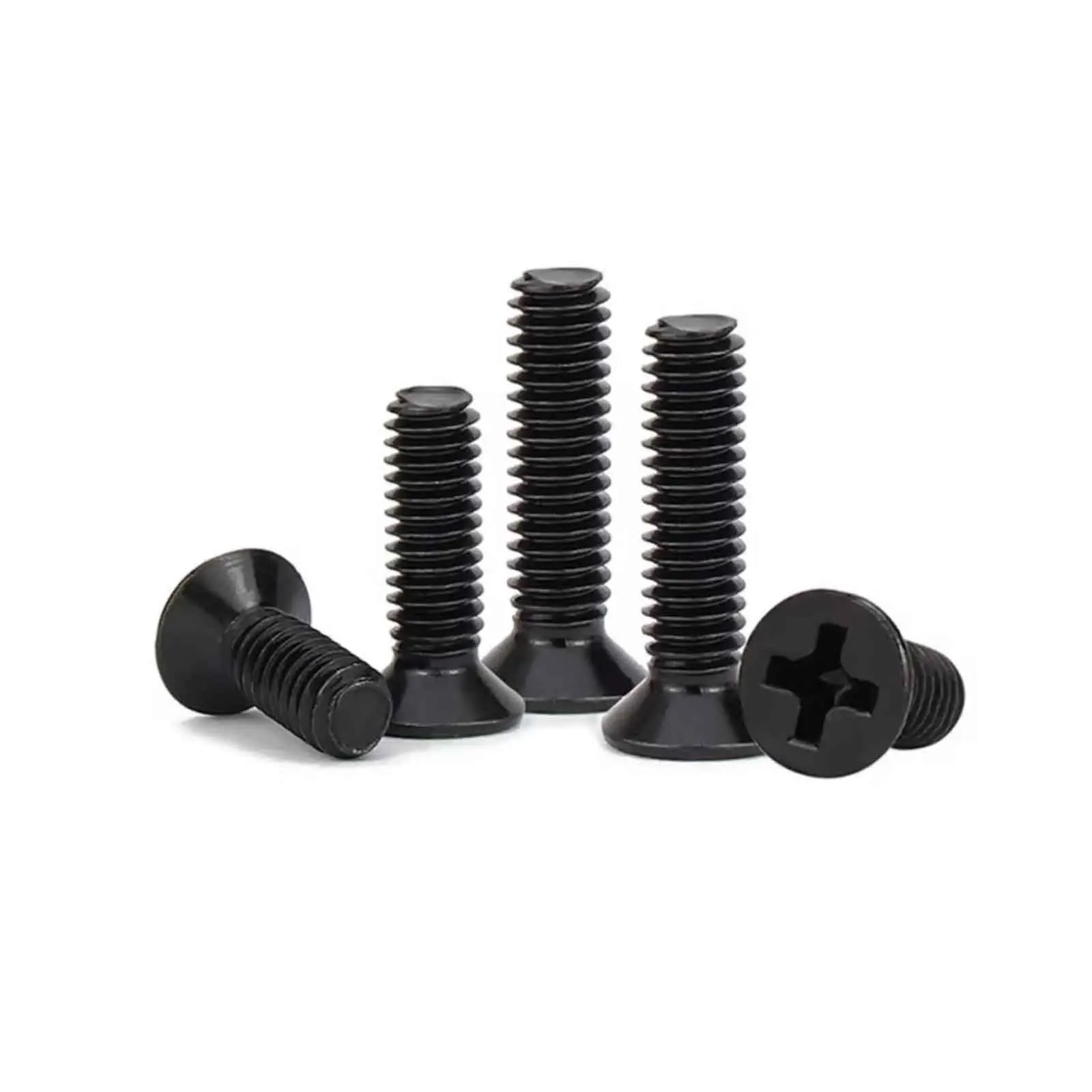 50/1000pcs KM Carbon Steel Black Phillips Flat Head Screw Countersunk Head Electronic Machine Screw M1 M2 M2.5 M3 M3.5 M4 M5 M6