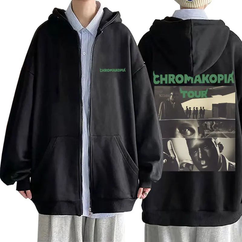 

Rapper Tyler The Creator Chromakopia Tour Zipper Hoodie Men Women Hip Hop Vintage Zip Up Jacket Mnes Oversized Zip Up Sweatshirt