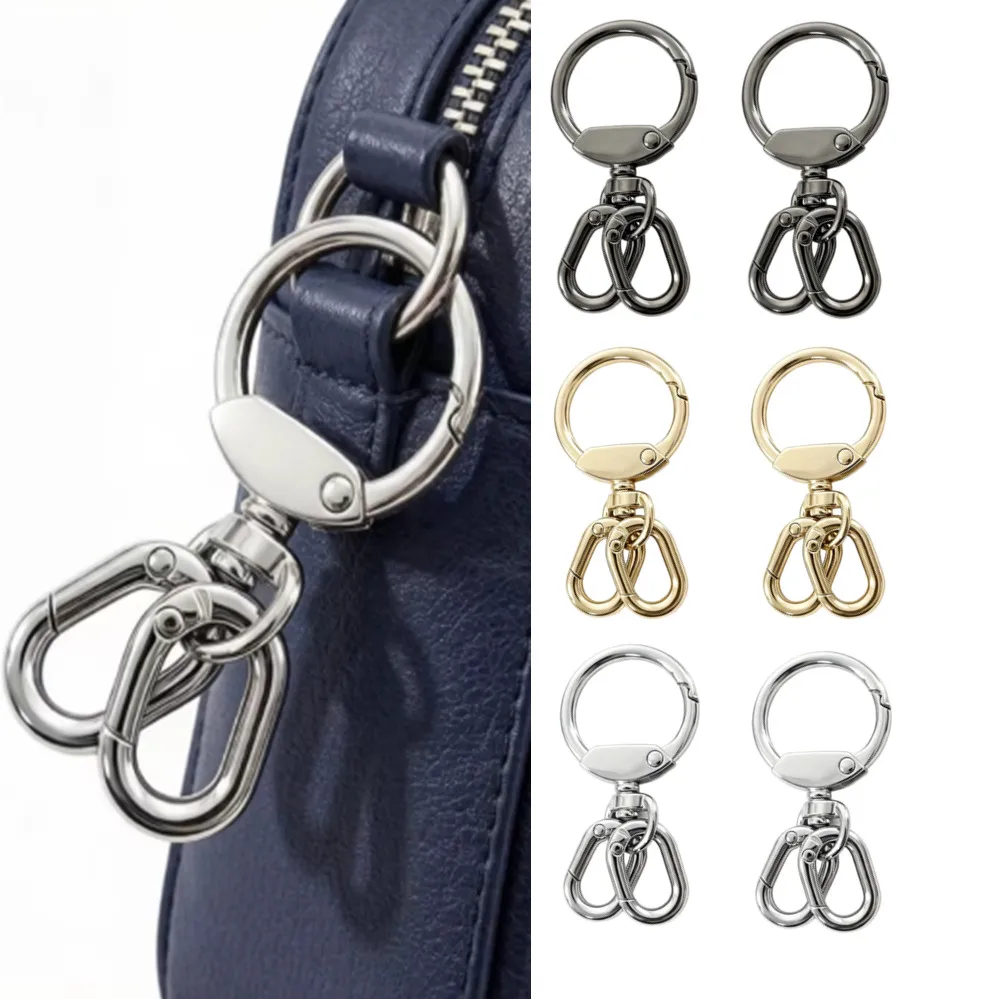 

2-50 PCS Round Spring Snap Carabiner Clip O Rings Swivel Trigger Hook Metal Clasps Keychain for Handbag Lanyards accessories