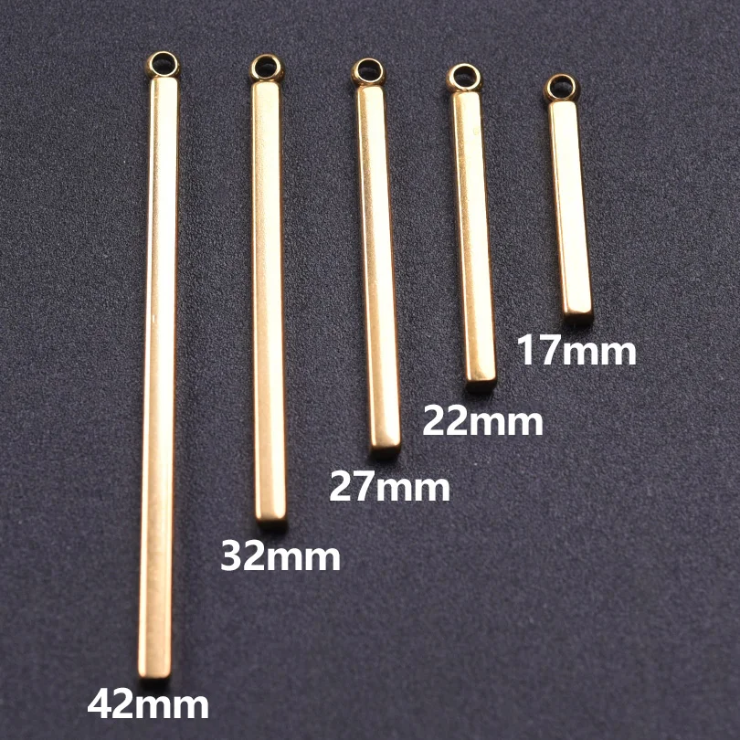 6Pcs/Lot 17/22/27/32/42mm DIY Simple Long Sticks Blank Bar Charms Earrings Parts Stainless Steel Mix Strip Pendant Jewelry Bulk