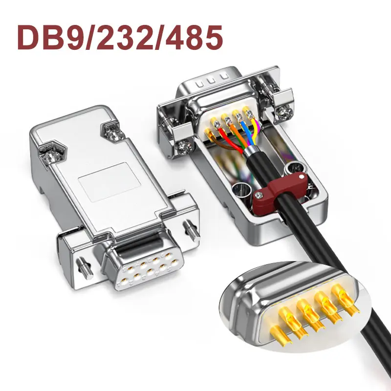 DB9 Male Female Connector D-SUB Gold-plated 3U 485 9 Pin Soldering Serial Port Plug ABS COM Interface RS232 Connectors