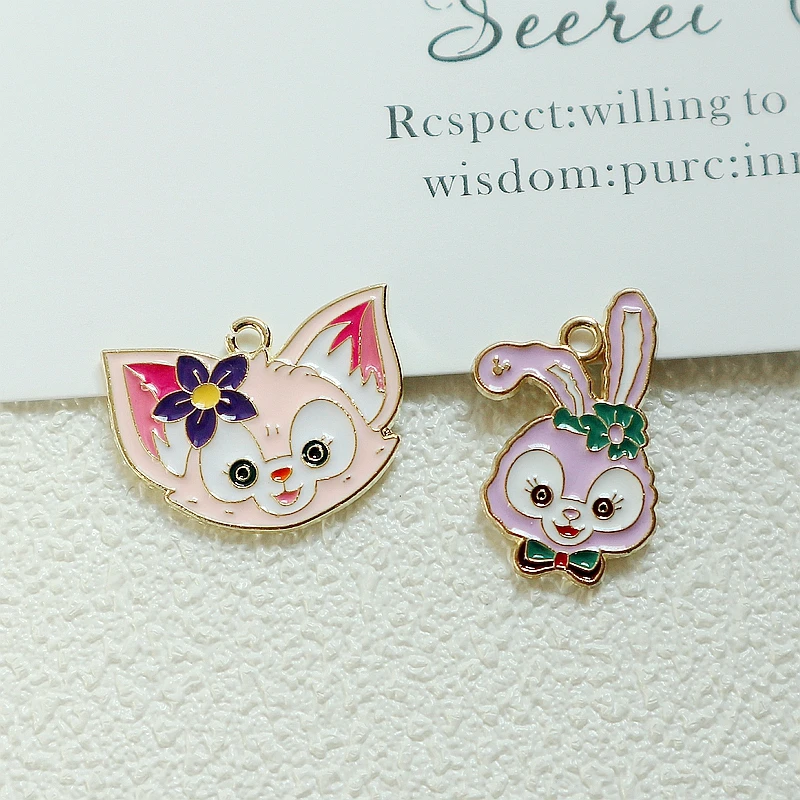 

10PCS Anime Character Animal Alloy Enamel Pendant Cartoon Rabbit Shiny Dangle DIY Necklace Bracelet Earring Keychain Accessories