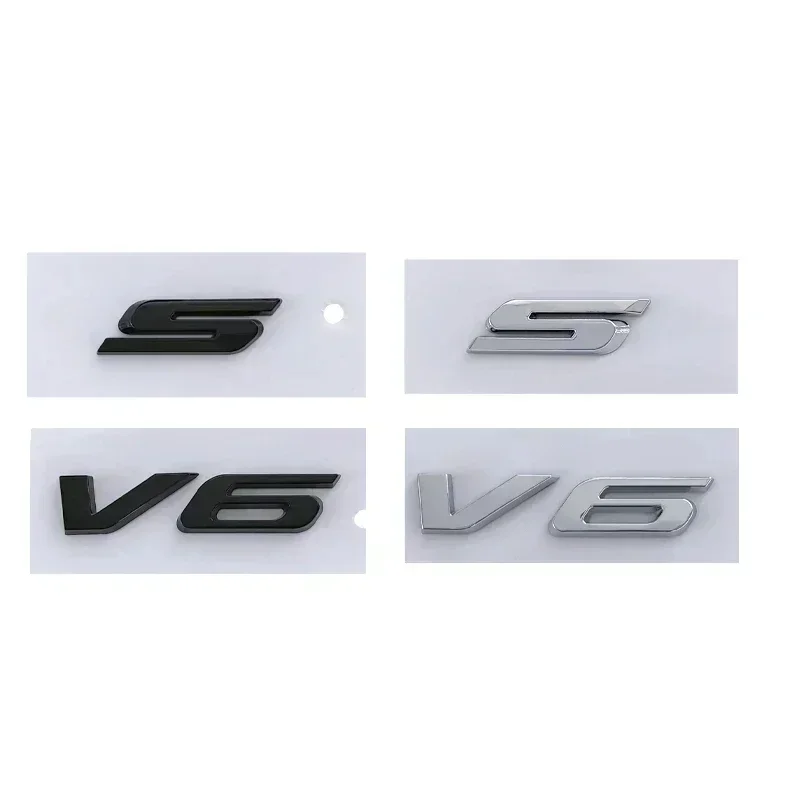 3D ABS V6 S Letters Car Fender Emblem Badge Sticker Decals For Ford Explorer Fusion Mondeo MK3 Cougar Mustang Accessories