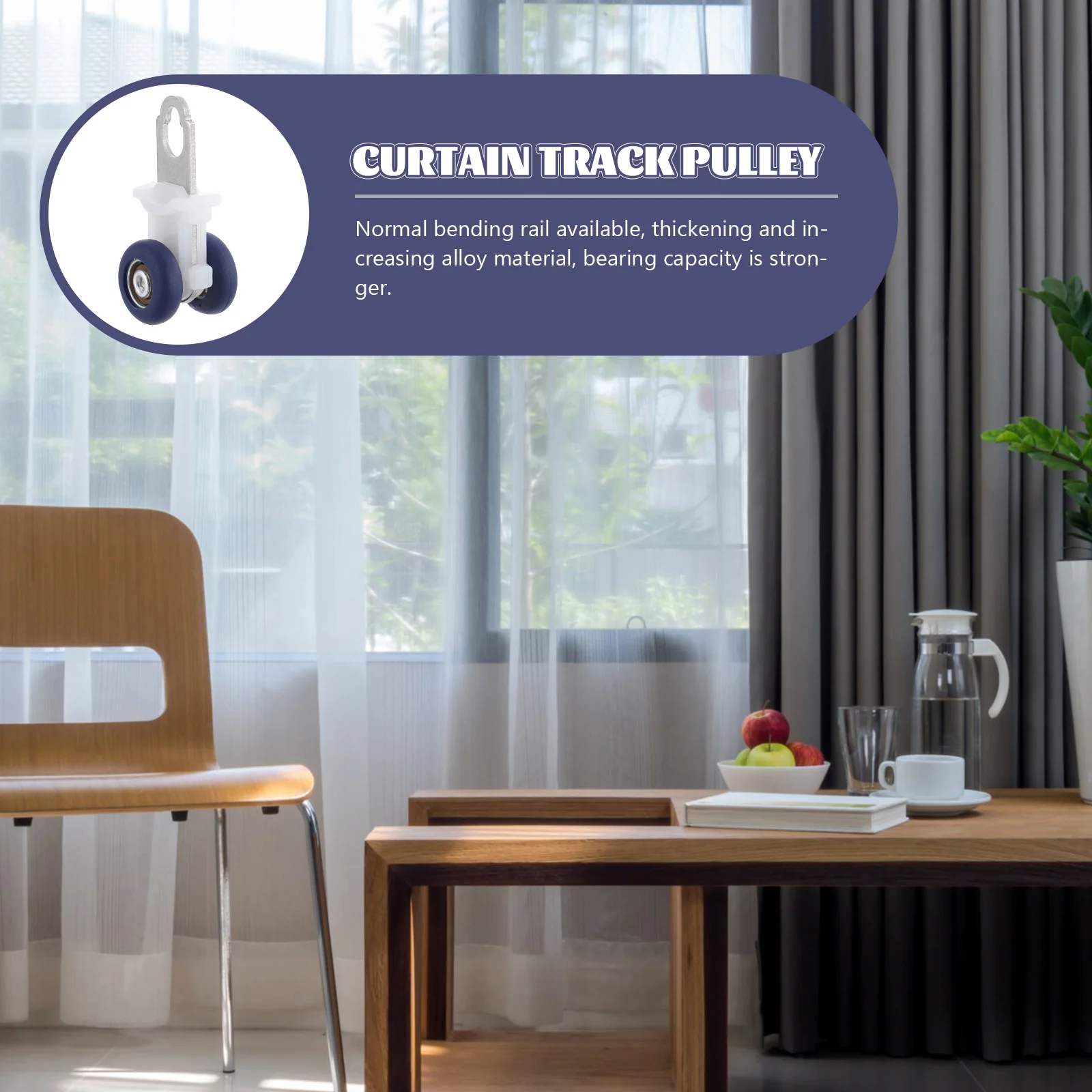 

6Pcs Curtain Track Pulleys Silent Rolling Heavy Duty Gliders for Curtains Drapes Office Use