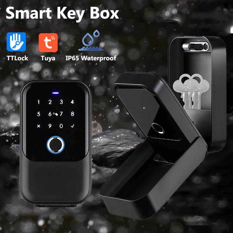 Key Safe TTlock Fingerprint Bluetooth Tuya Digital Key Box App Remote Unlock Wall Mount Security Key Lock Box Safety Box Padlock