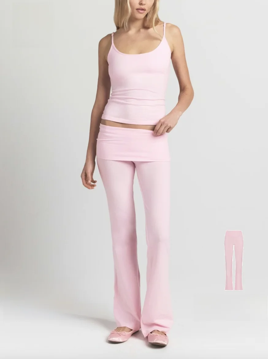 

FolrPant High Waist Yoga Pants Pink Nude Sensation Pilates Long Trousers Clean Fit Modal Fabric Skin-friendly Breathable