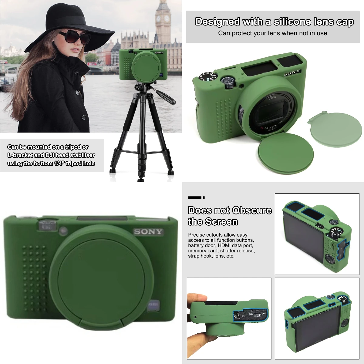 

For Sony RX100M7 Silicone Case + Skin Cover & Lens Cap for Protection & Vlogging