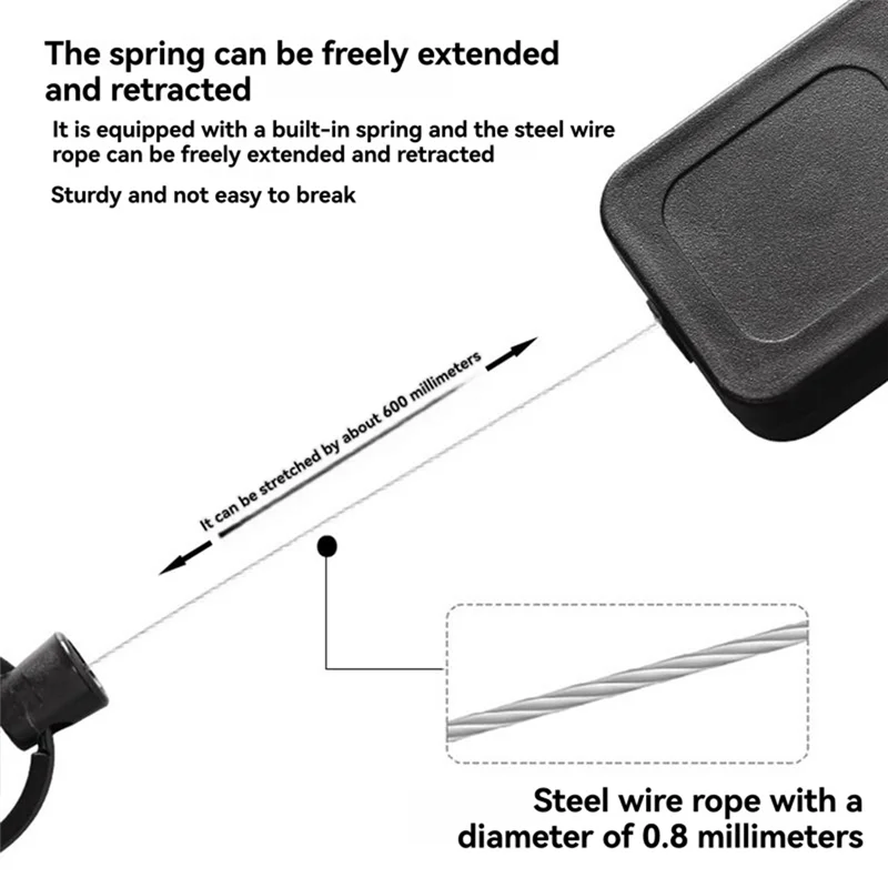 

Retractable Carabiner Ring Keychain Extendable Outdoor Reel Easy Pull-Back Clip Functionality