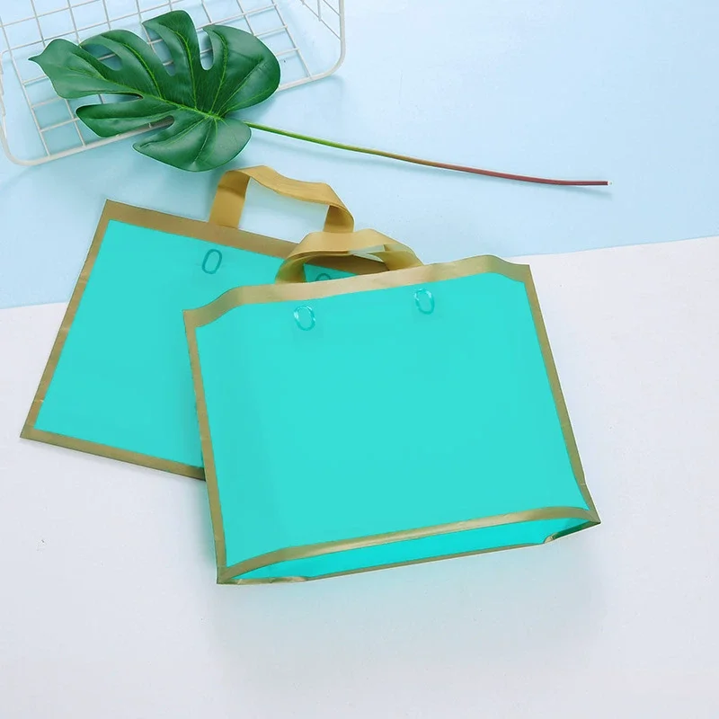 50 matte plastic boodschappentassen, cadeauzakjes met gouden randen, mode-industrie, kleding opbergen en dragen, bijeenkomsten, aanpasbaar