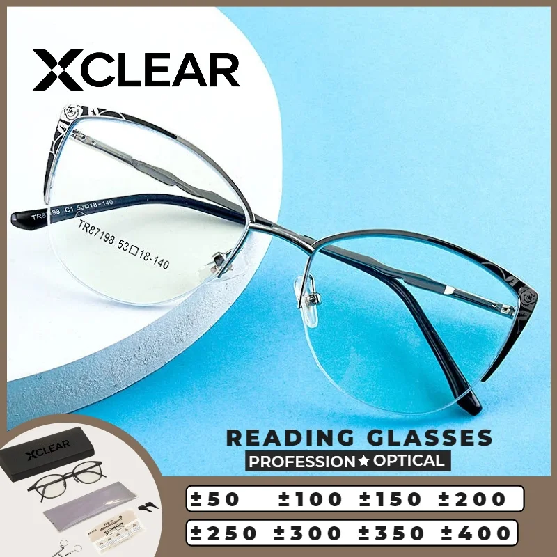 

XCLEAR New Fashion ReadingGlasses Women Metal Oval Vintage Retro Texture UV Protection Anti Glare Durable Comfortable Eyeglasses
