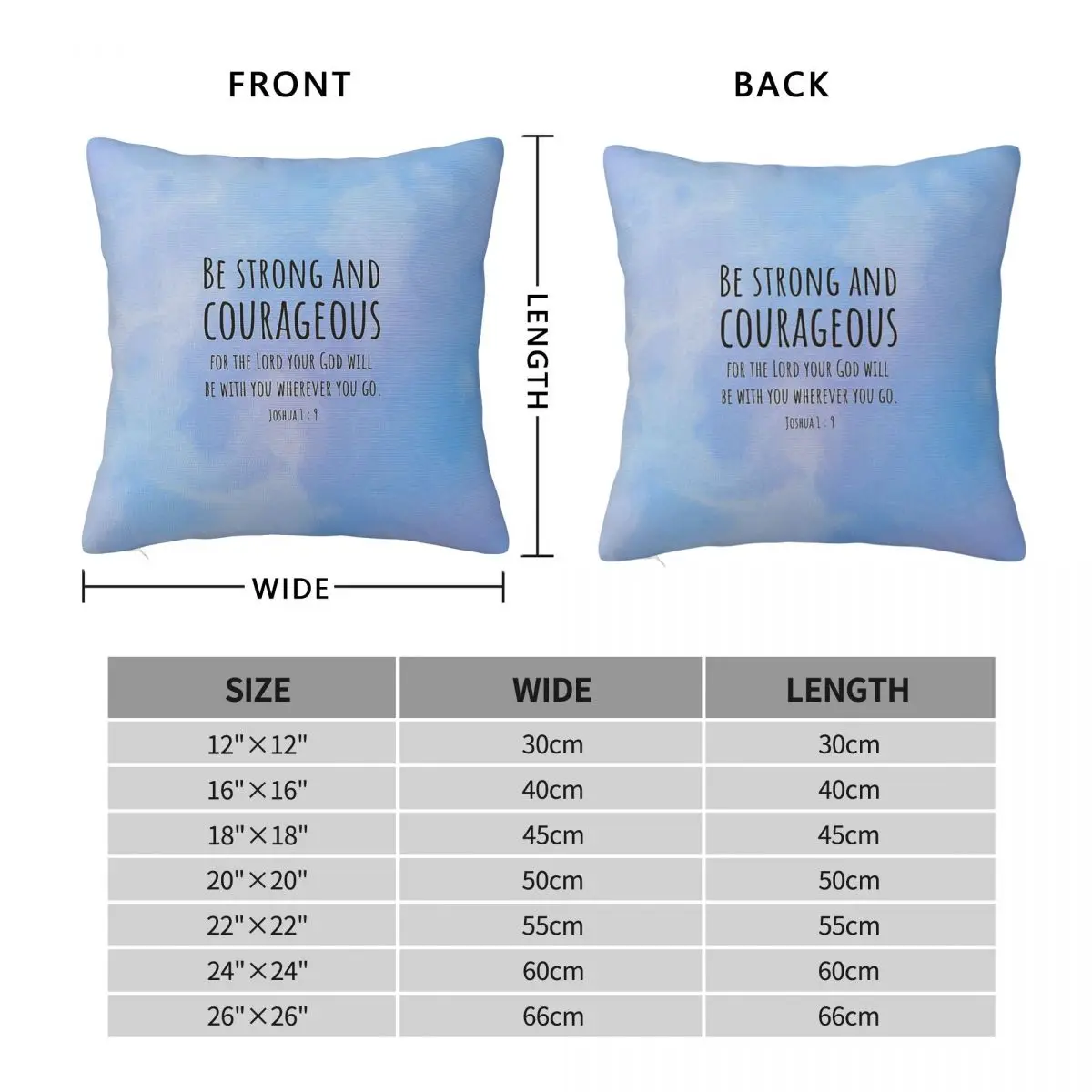 Joshua Be Strong And Courageous Square Pillowcase Polyester Linen Velvet Printed Zip Decor Throw Pillow Case Bed Cushion Cover
