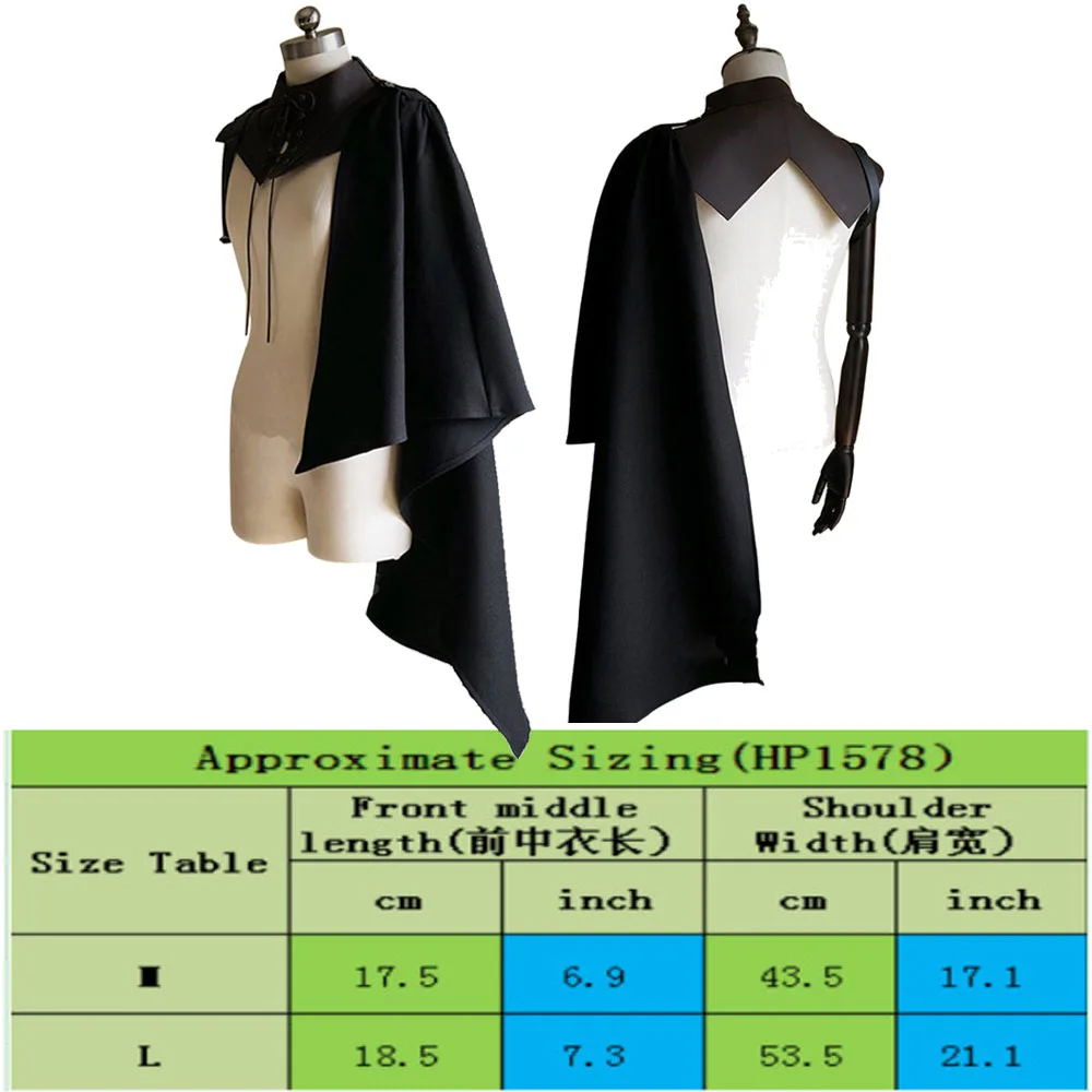 Medieval Adult Men Fantasia Cosplay Fantasy Shawl Half Cloak Renaissance Disguise Costume Accessory Retro Shoulder Cape Wraps