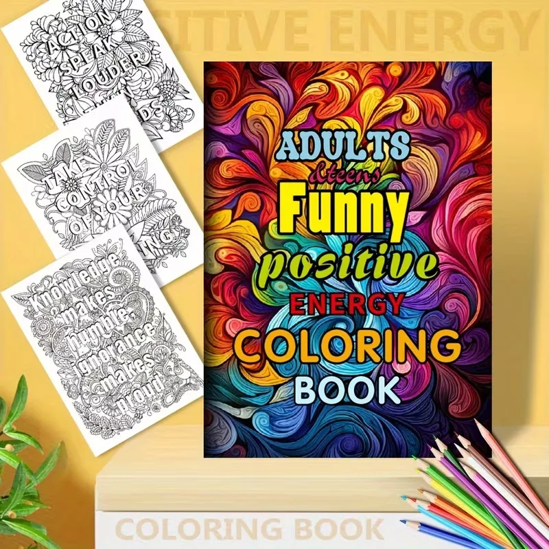 New Hot Selling A4 Positive Energy Fun Adult Coloring Book Doodle Drawing Fill-in Painting Book