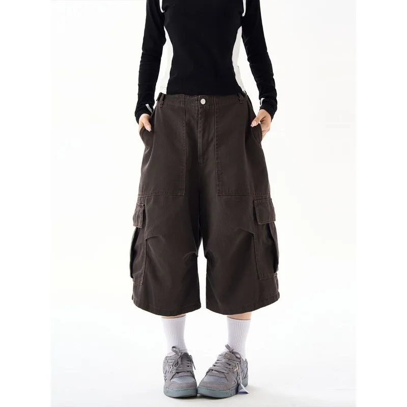 

Deeptown Y2k Vintage Cargo Pants Women Harajuku Oversized Jorts Baggy Summer Short Trousers Streetwear Korean Fashion Capris