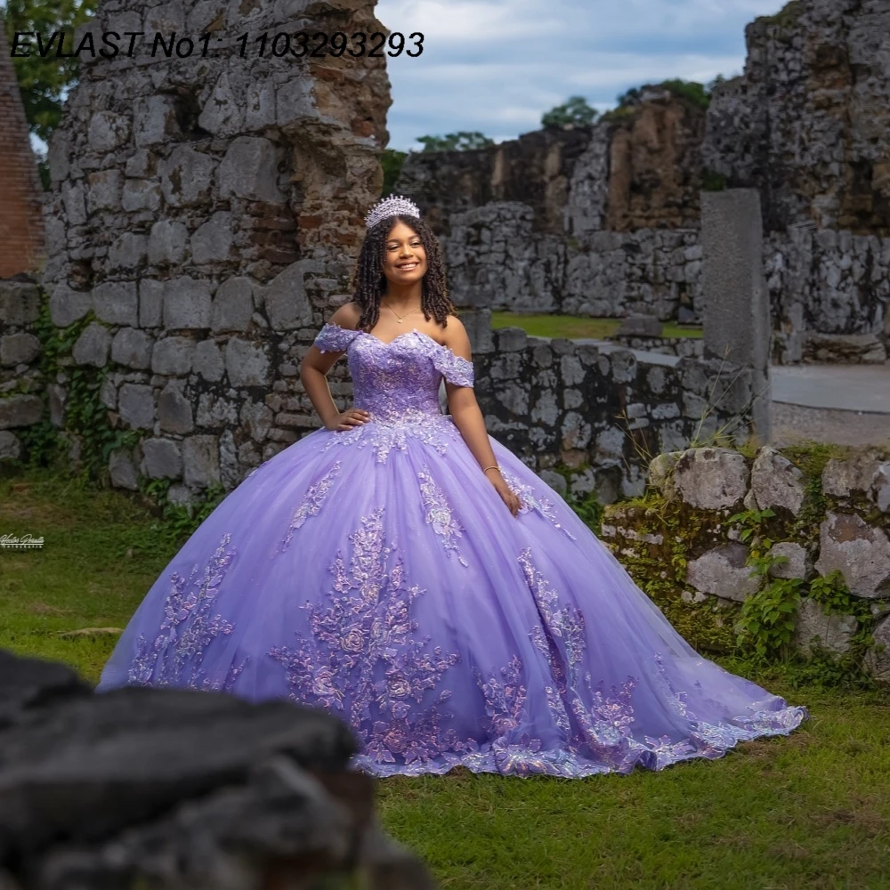 فستان كوينسيانيرا مكسيكي مخصص من EVLAST فستان حفلة مزين بالترتر والدانتيل مطرز بالخرز الحلو 16 فيستدوس دي 15 أنوس E1QN527 #5