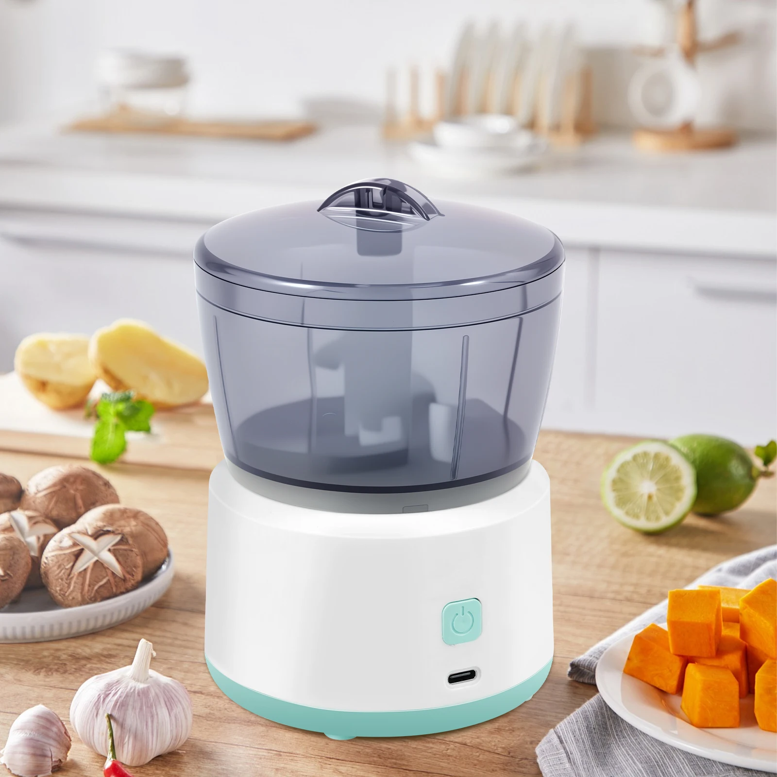 Mini Electric Garlic Chopper Mini Veggie Chopper Ginger Chili Grinder Vegetable Masher Machine Food Processor Kitchen Accessory