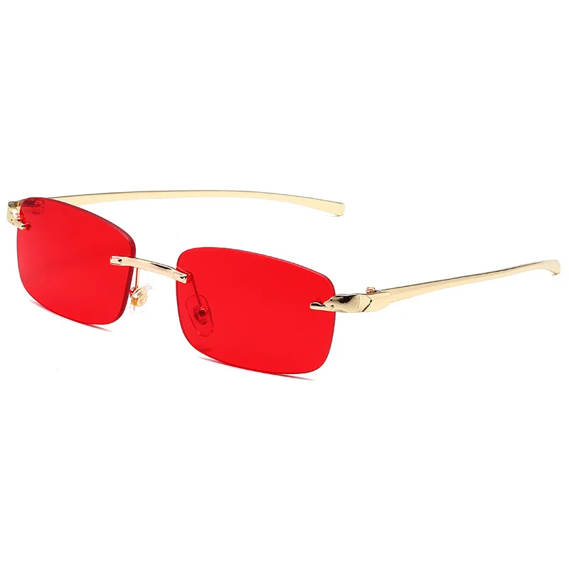 Nieuwe Rechthoek Vintage Zonnebril Vrouwen Mode Winkelen Vierkante Kleurrijke Klassieke Casual Frameloze Randloze Mannen Zonnebril UV400