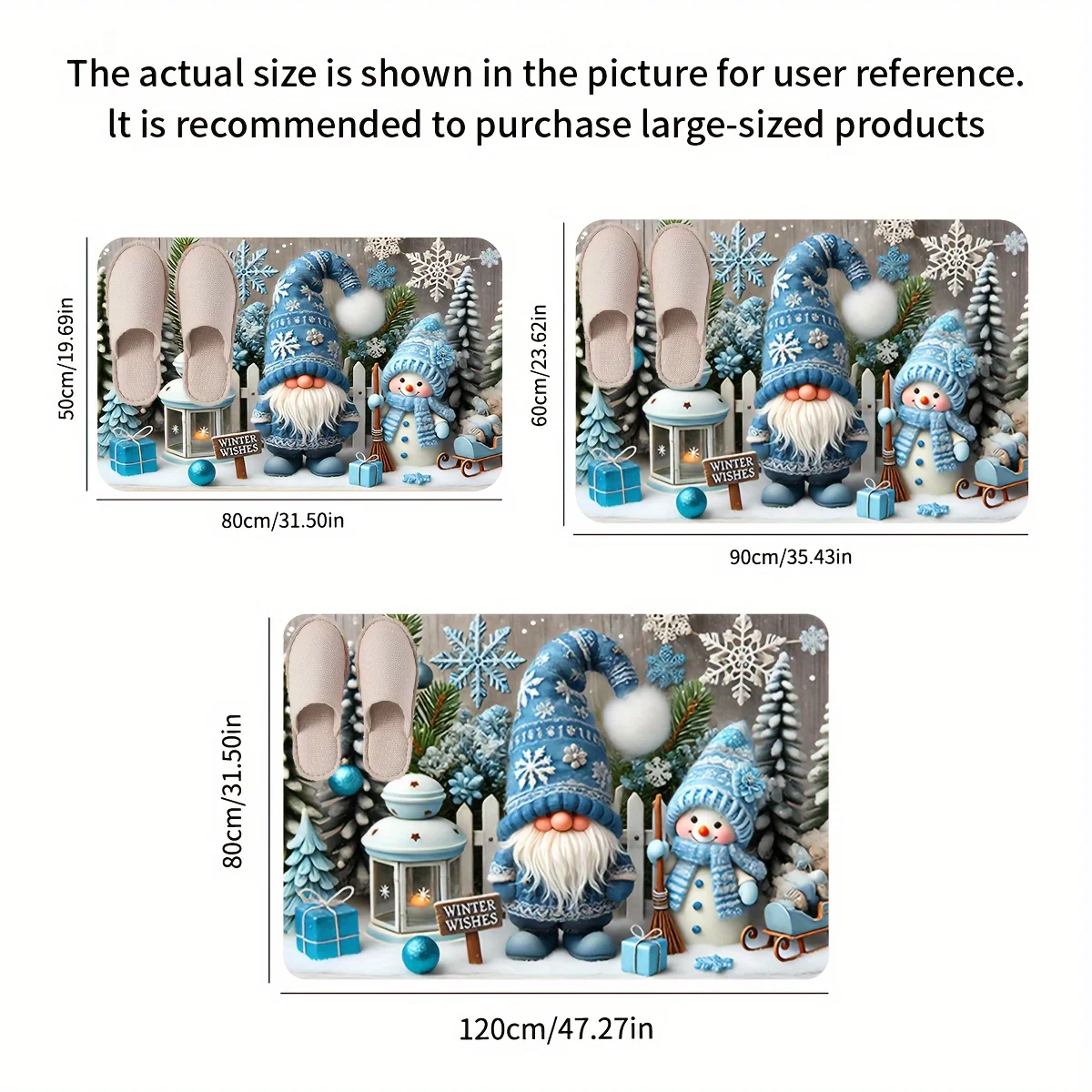 VIKAMA عيد الميلاد الأزرق قبعة قزم، رجل ثلج، السجاد ديكور المنزل، باب الدخول، الحمام المضادة للانزلاق وسجادة أرضية فائقة الامتصاص #6