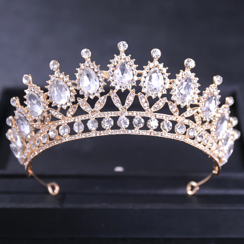 Baroque Vintage Crystal Tiaras And Crowns Rhinestone Queen Pageant Prom Diadem Crown Bridal Wedding Hair Accessories Jewelry