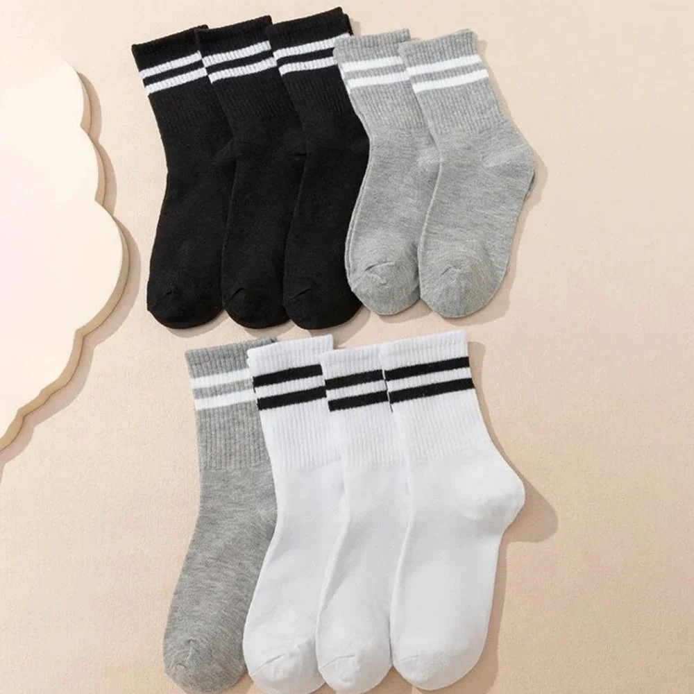 1 Pair Mid Length Socks  Men's Women Popular Parallel Bars Fashion Versatile Socks Breathable High Quality Short Socks