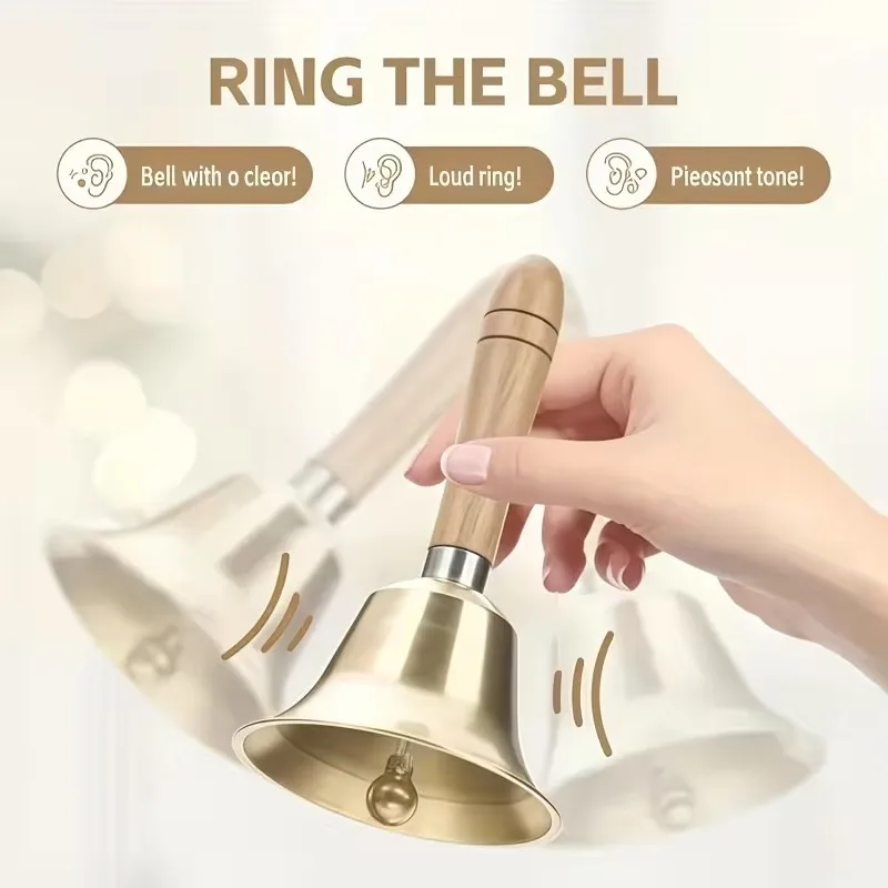 1Pcs Super Loud Hand Bells ,Solid Brass Call Bells For Seniors In The Home, Animal Training, Dinner Parties, Meditation