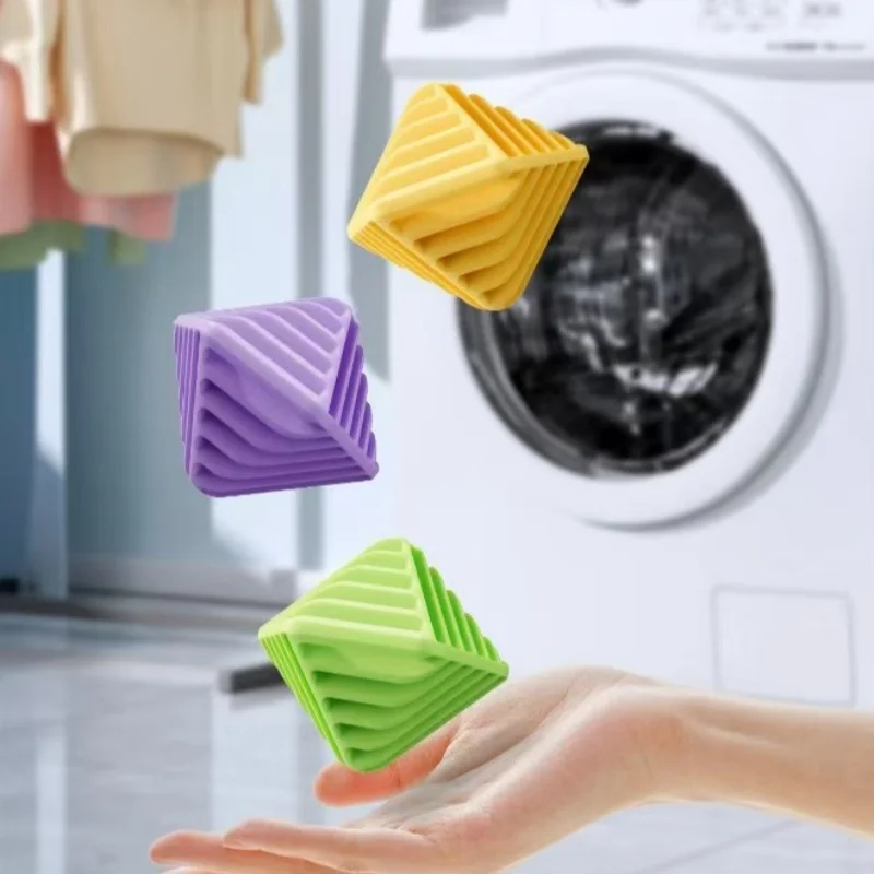 4Pcs Random Color New Water Cube Anti-Tangle Laundry Balls, Special Stain Removal Balls for Washing Machines, Anti-Knot Cleaning and Care Balls
