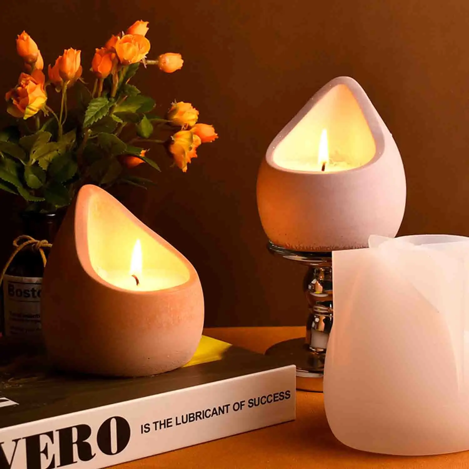 DIY epoxy resin mold water drop aroma candle cup silicone mold plaster candle storage box view 2