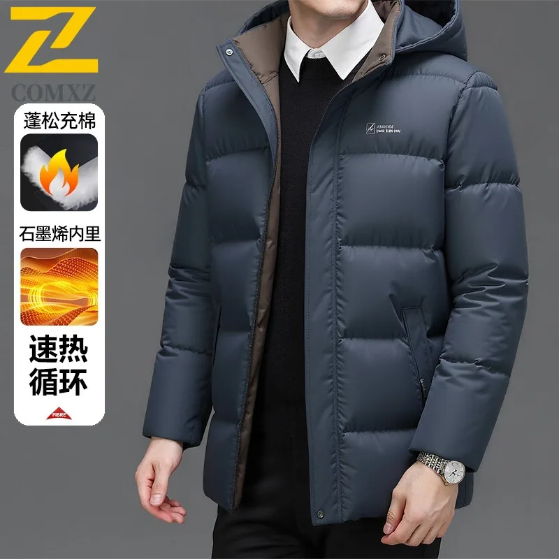COMXZ Men Bread Jacket Fashion Snow Activities Urban Wear Techwear Comfortable Winter Jacket Outdoor Trips Loose Padding Coat