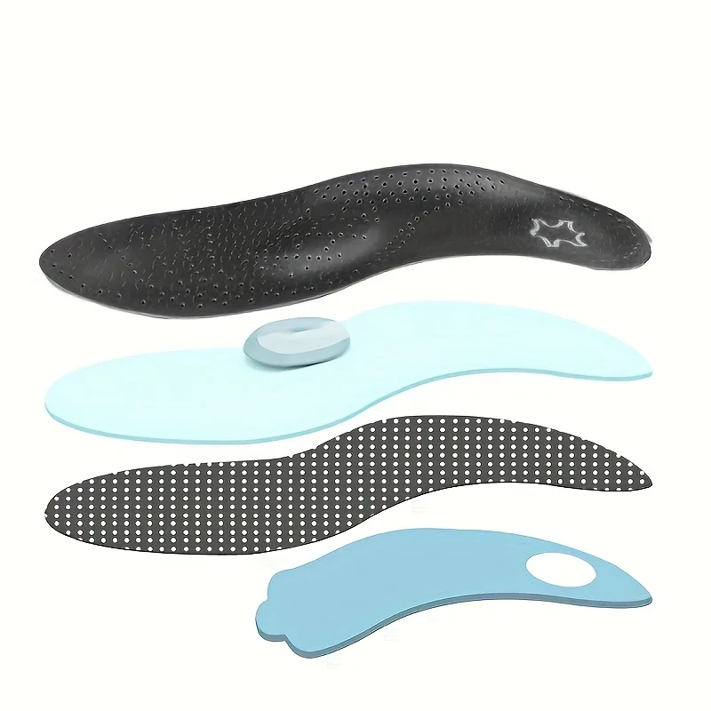 One Pair of High-Quality Faux Leather Shoe Insoles with Arch Support, Thickened Shock Absorption, Breathable and Sweat-Absorben