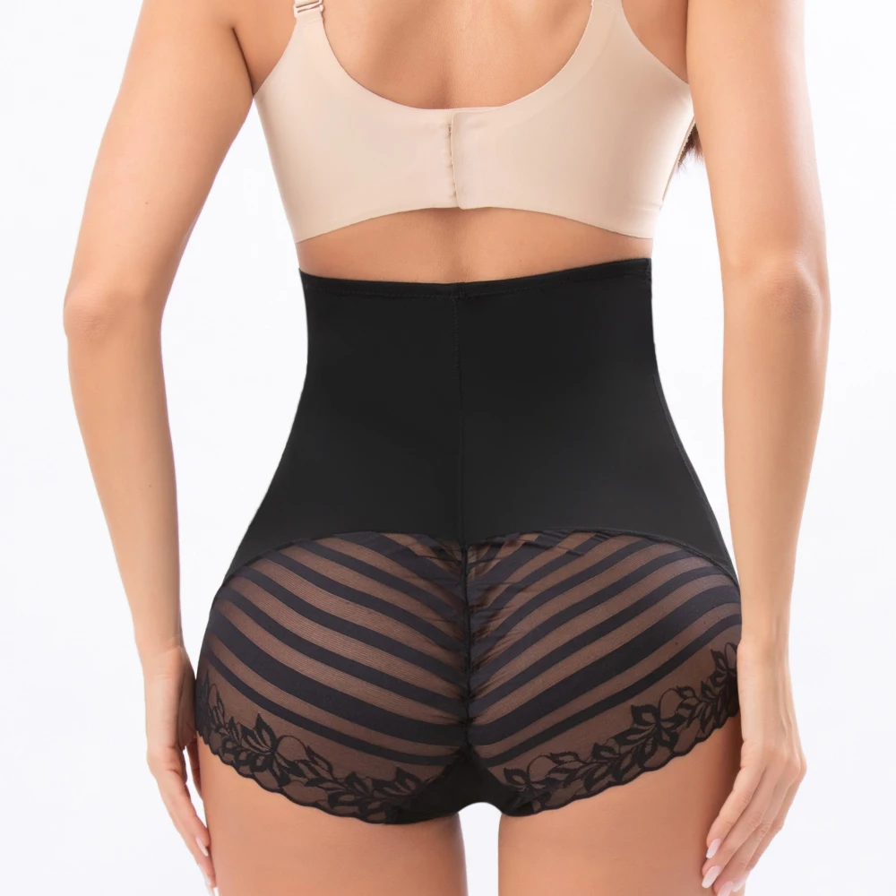 ZHAN BEAUTY 2718  High Waist Tummy Control Strechy Lace Shapewear Panties