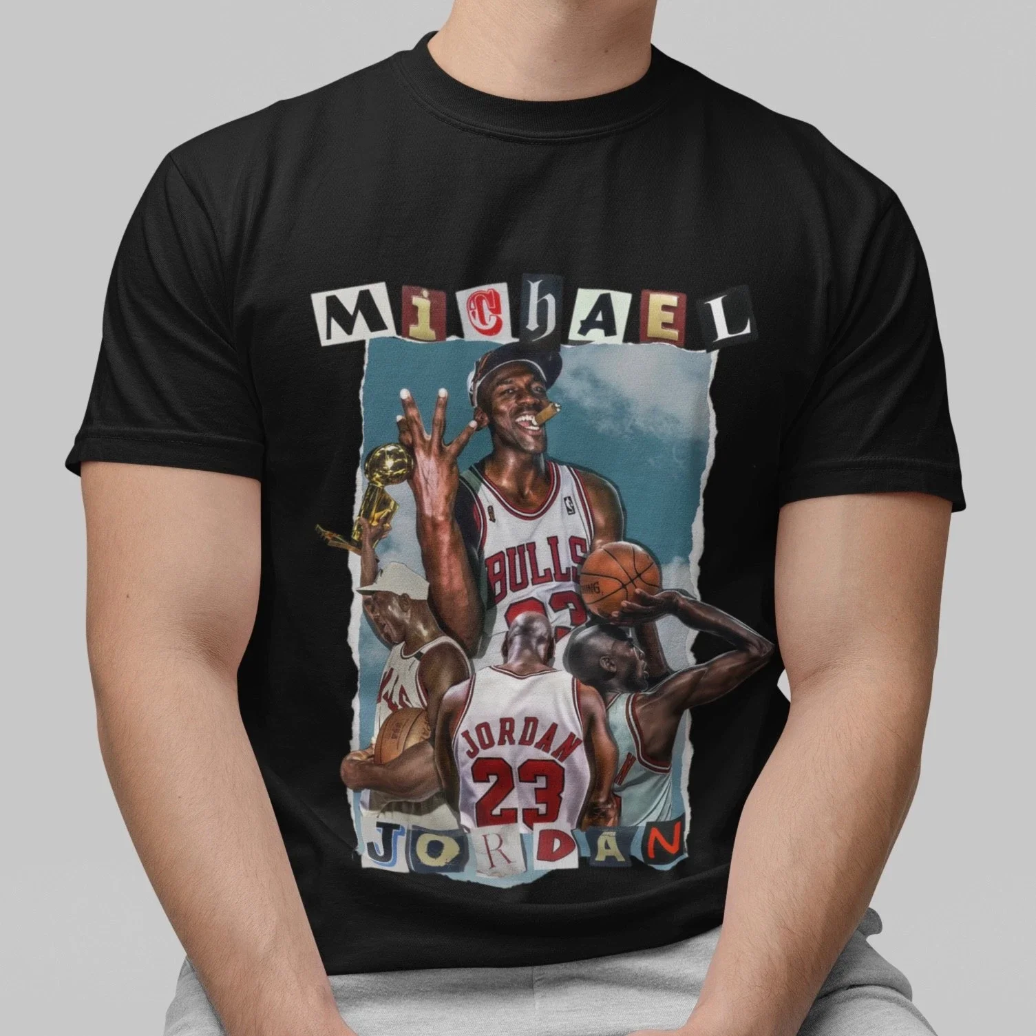 تي شيرت مايكل جوردان بطباعة جرافيك للرجال والنساء فضفاض بأكمام قصيرة لارتداء كاجوال في جميع الفصول، ملابس فاخرة