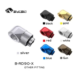 Bykski-accesorios de tubo duro giratorio de 90 grados, adaptador de conector de refrigeración de agua de PC, hembra-Macho, varios colores, G1/4 pulgadas, B-RD90-X