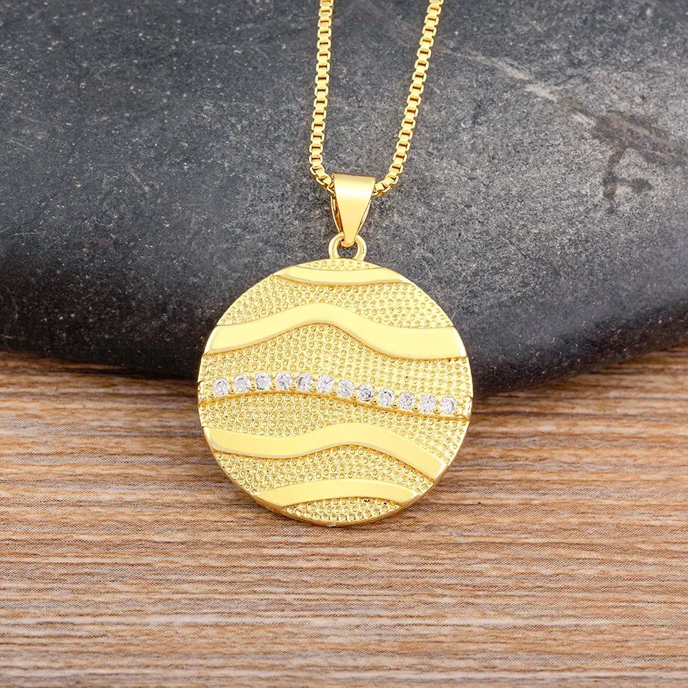 

Nidin Creative Design Art Mountain and River Exquisite Gold Plated Pendant Necklace Woman Charm Party Jewelry Accessories Gift