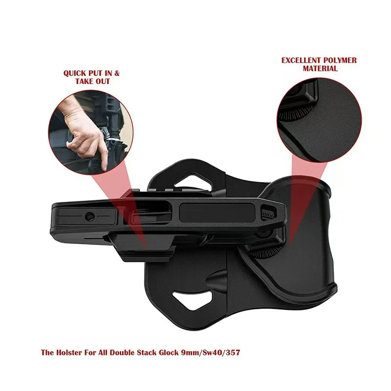 

Black Tactical Pistol Holster Universal for 9mm Gun Case with Rail for 1911 Glock G17 G19 G20 G22 G34 SW40 Hunting Accessories