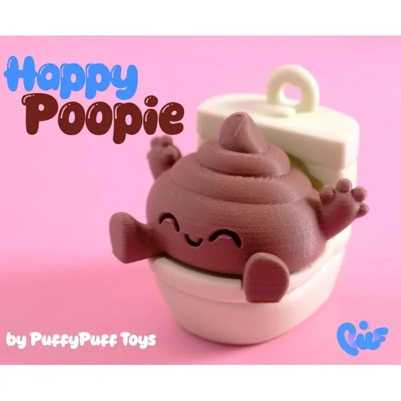 Happy Poop Toilet Ornament 3D Printed Funny Pendant Decoration for Bathroom & Desktop Novelty Gifts for friends