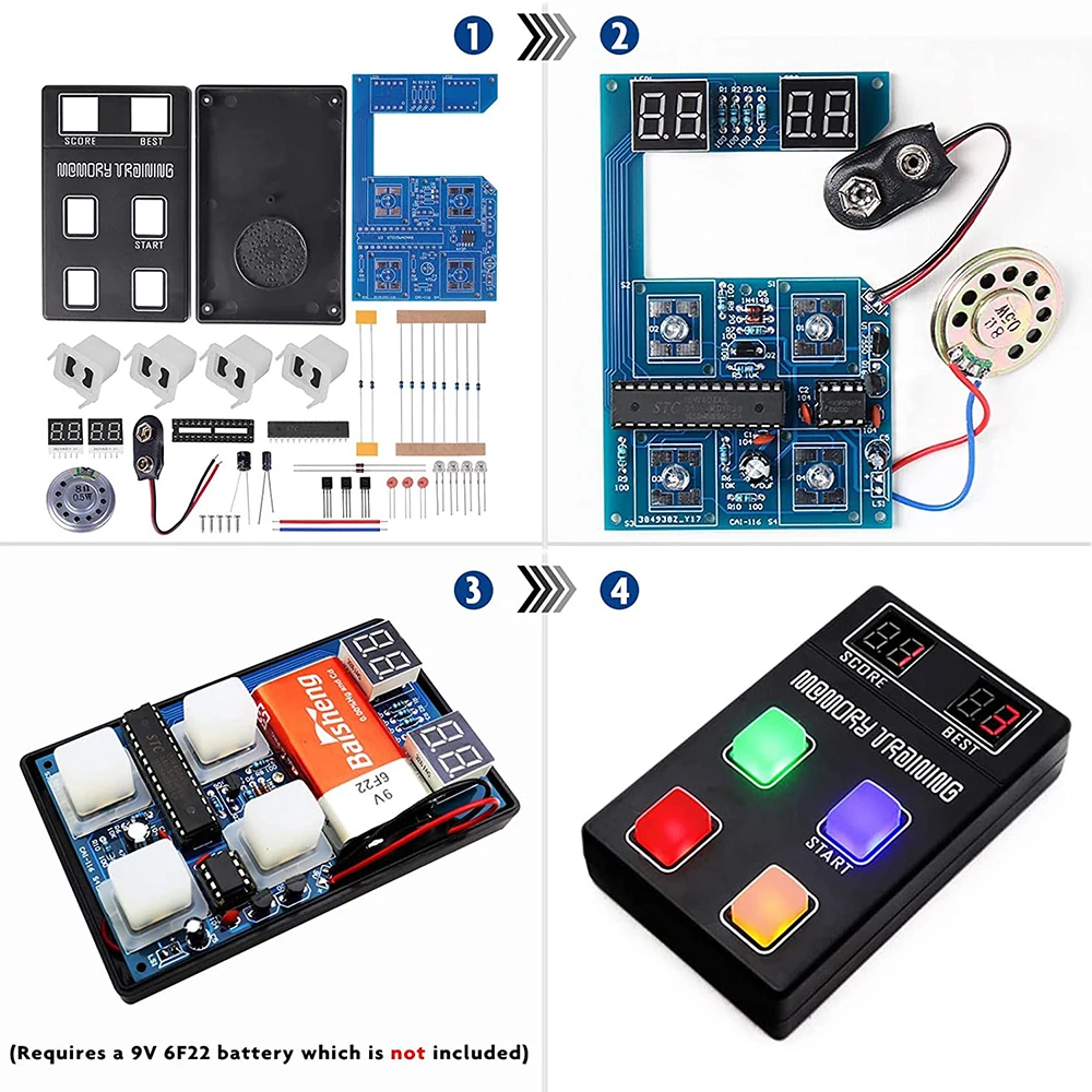 DIY Electronics Kit DC 9V Memory Training Game Funny Handheld Console LED Puzzle Game Soldering Project Practice Learning Suite