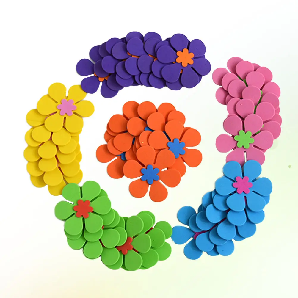 120Pcs Flower Shape Foam Stickers Cute Classroom Decorative Stickers DIY Scrapbook Picture Frame Gift Wrapping
