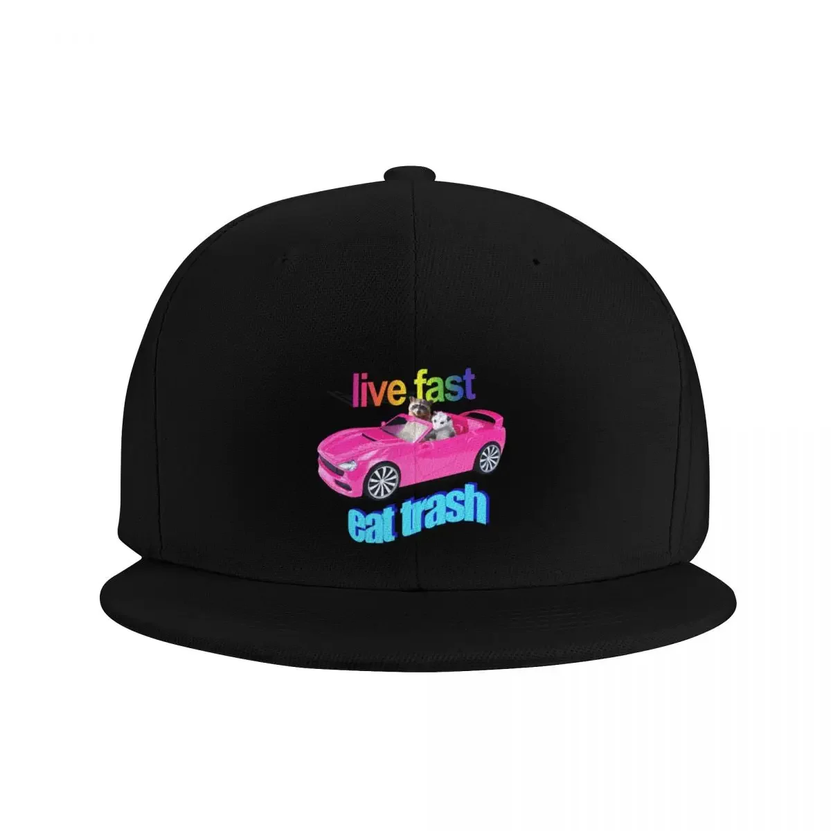 Life fast, eat trash raccoon possum word art Baseball Cap Luxury Man Hat Trucker Cap Trucker Hats For Men Women's