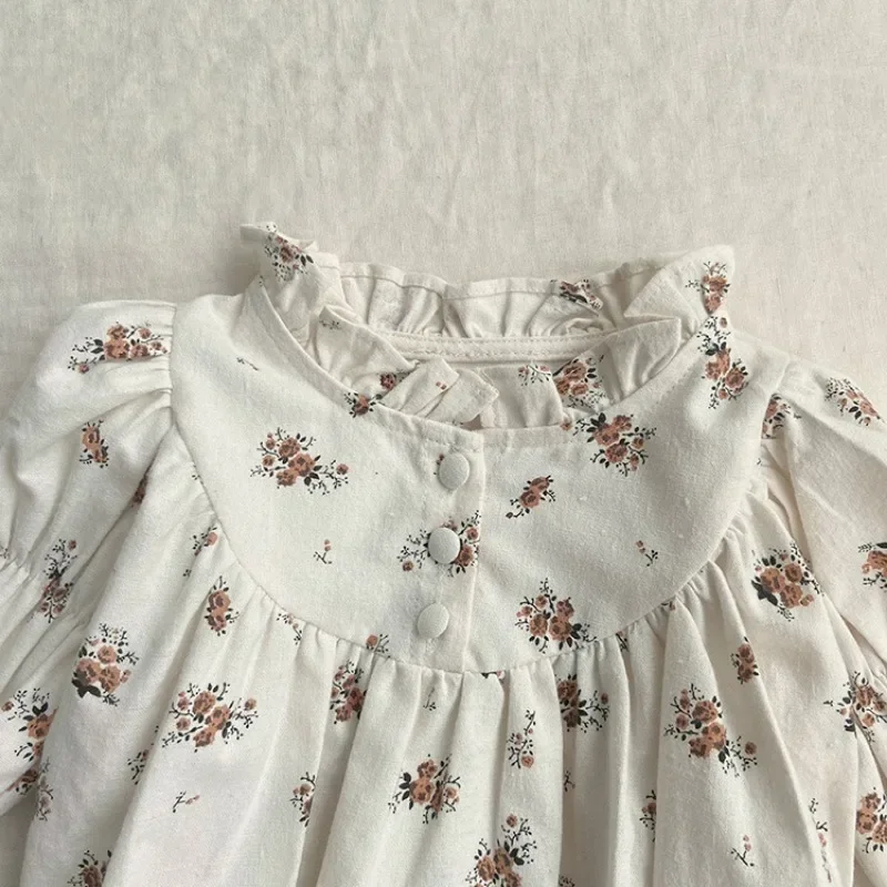 Newborn Girls Princess Floral One Piece Romper Spring Sisters Clothing Autumn Cotton Dress Outfit Baby Girls Clothes