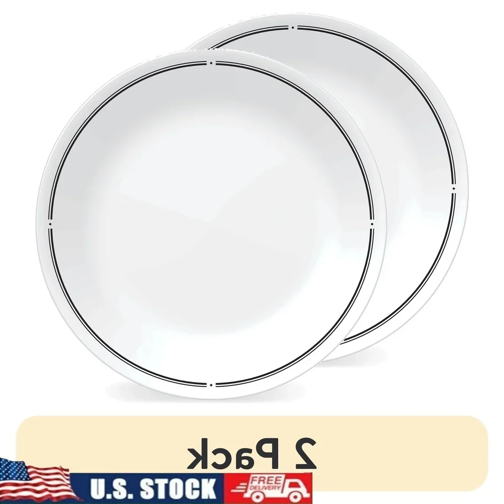 

2 Pack 8.5 Inch Salad Plates Vitrelle Glass Durable Stackable Bistro Plates Microwave Dishwasher Safe Outdoor Dining