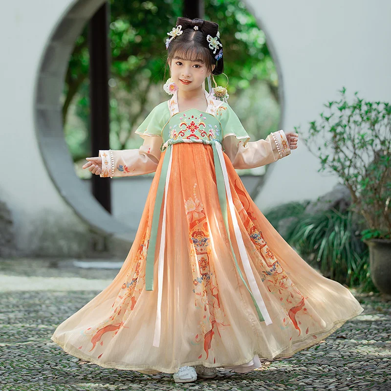 

2022 New Girls Han Suit Children's Chinese Style Ancient Clothes Super Fairy Ru Skirt Baby Dress Zhimeng