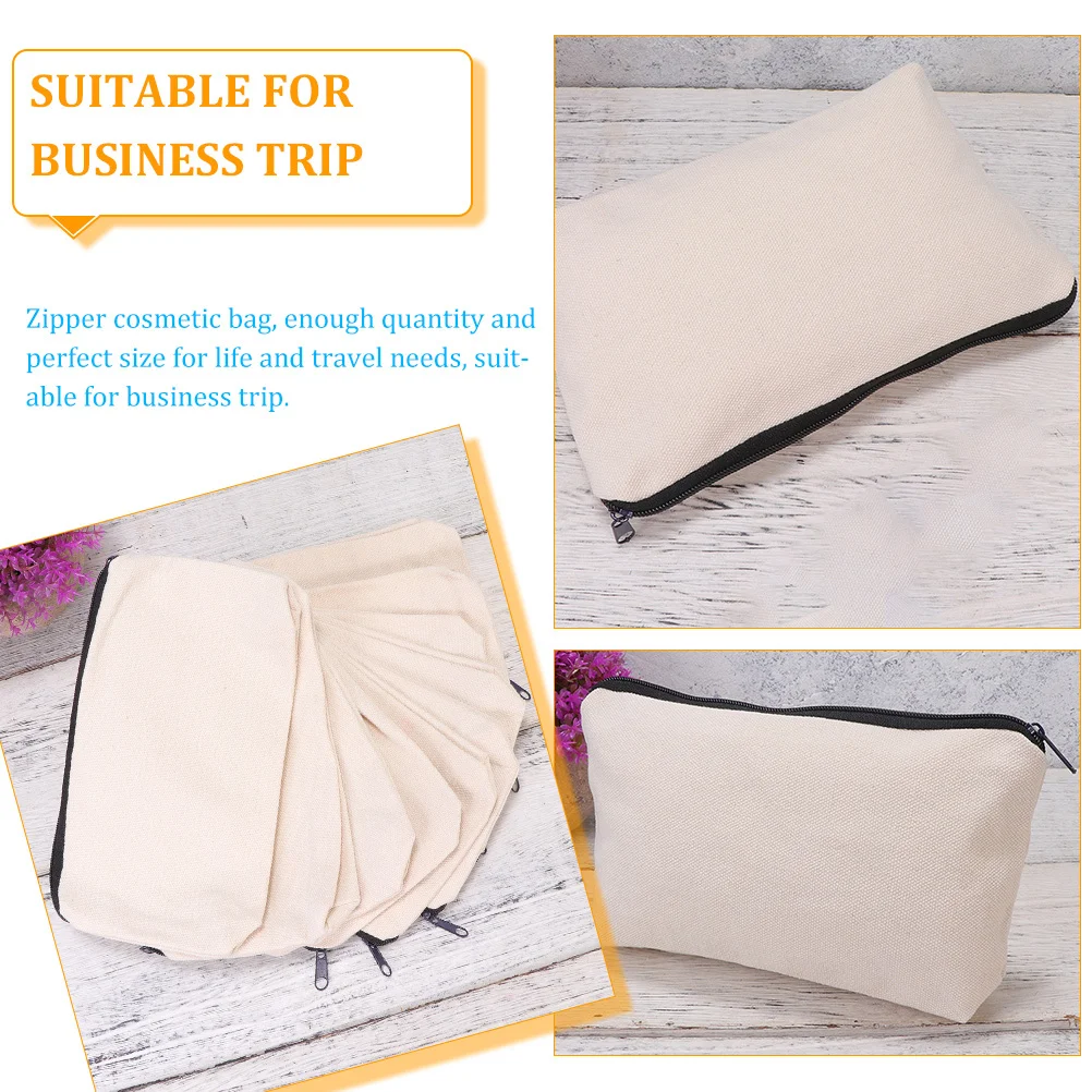 

14Pcs Aesthetic Pencil Case Canvas Makeup Bag with Zipper Blank Travel Toiletry Pouch for Women Girls Daily Organizer