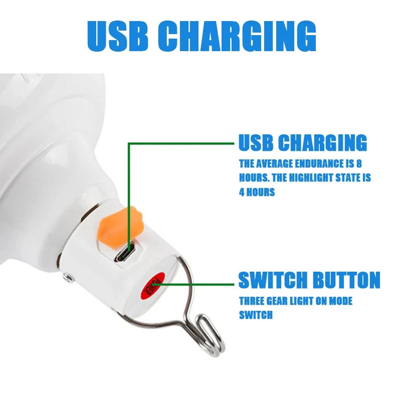 1/2/3/4/5pcs USB ชาร์จไฟฉุกเฉิน LED กลางแจ้งแบบพกพาโคมไฟแขวน Camping หลอดไฟประหยัดพลังงานสําหรับเต็นท์สวน