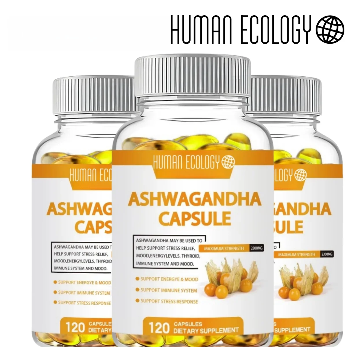 Ashwagandha cápsula adicional suplementos de energía y resistencia alivio del cerebro y la memoria estrés sueño profundo cuidado vegetariano para adultos