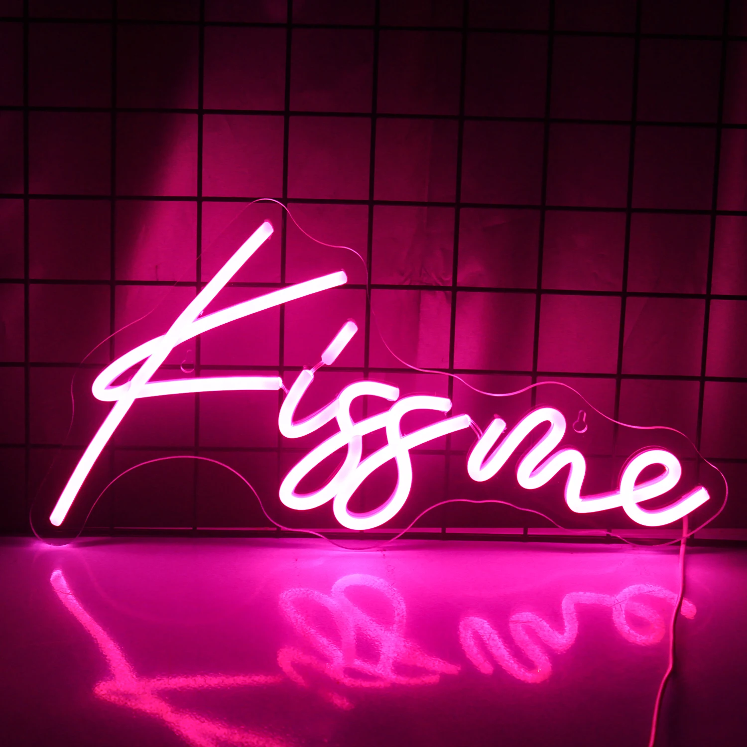 Kiss Me-letreros de neón con letras rosas, luces LED brillantes para fiesta, luz romántica, decoraciones de boda, lámpara de pared artística, adornos