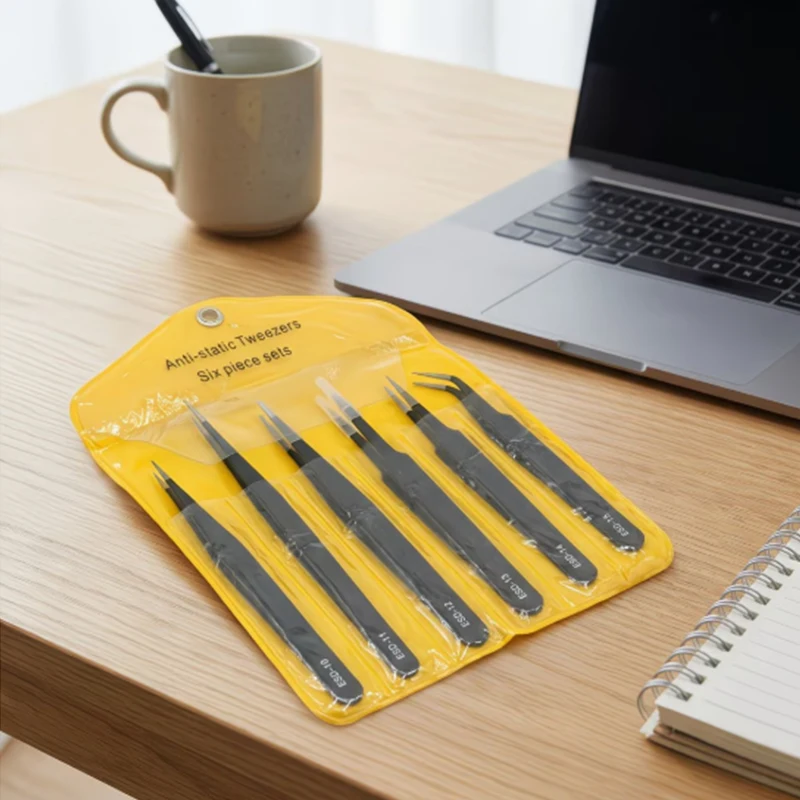 ESD Tweezers Stainless Steel Precision Anti-Static for Electronics Soldering PCB Craft Industrial Repair