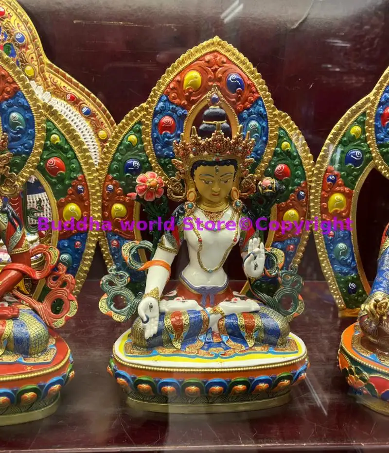 

LARGE 5A GOOD Colored white Tara guan yin Buddha statue high quality COPPER Wholesale Buddhism HOME Altar worship protection